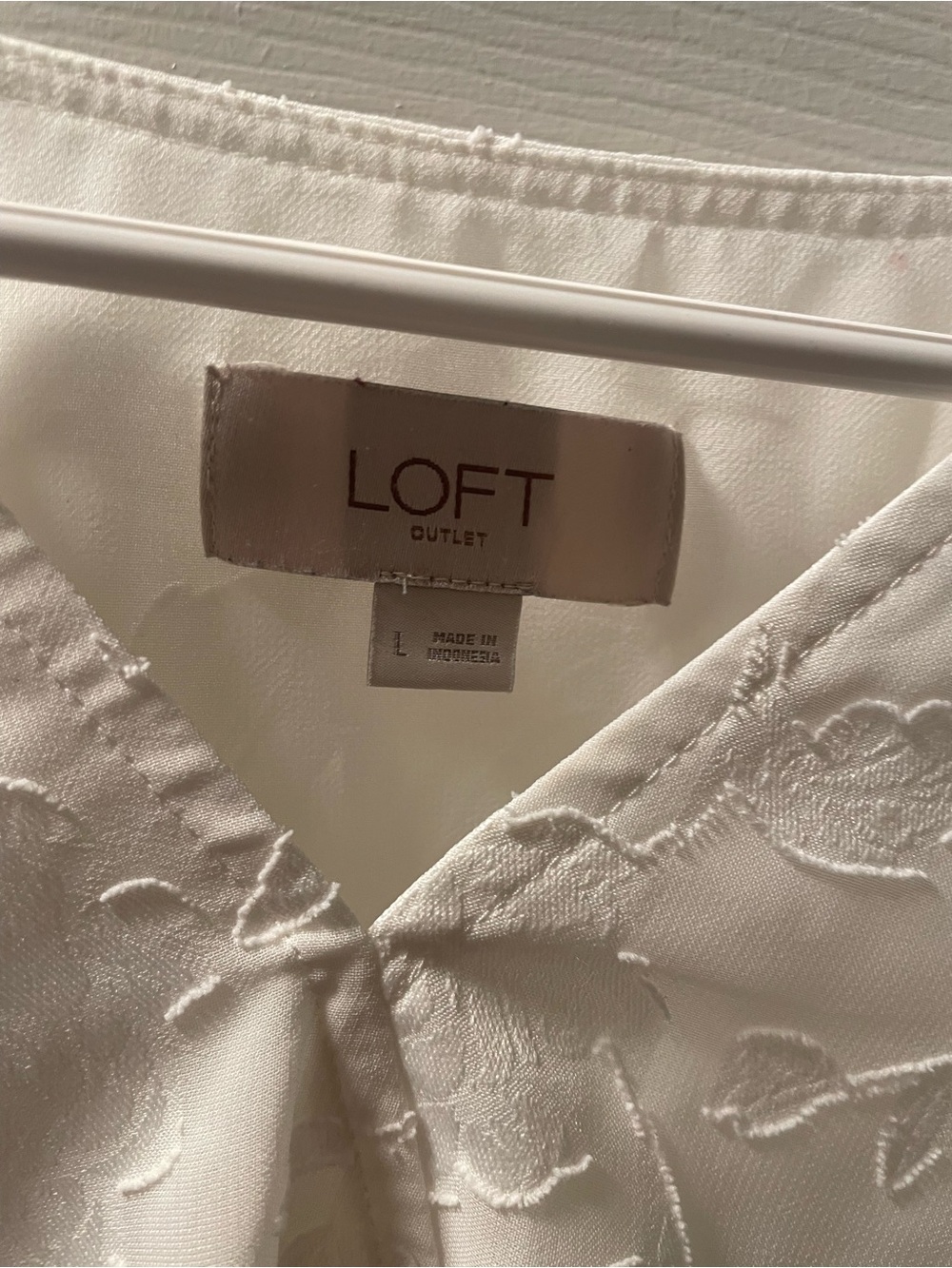 LOFT Ivory Embroidered Peplum Long-Sleeve Blouse - Picture 3 of 4